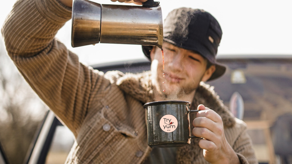 Drinking Coffee with herbs